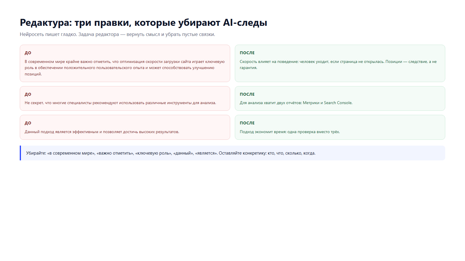 Примеры правок: до и после